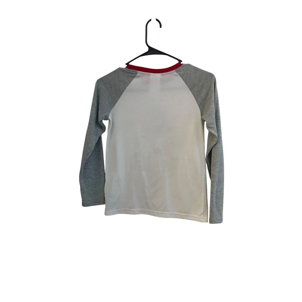 WonderShop Lil Bear Pajama Top Kids Size 8 Gray Red Long Sleeve